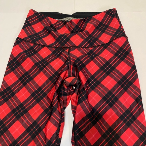 64. Victoria Sports Plaid Red and Black  Leggings - Picture 4 of 9